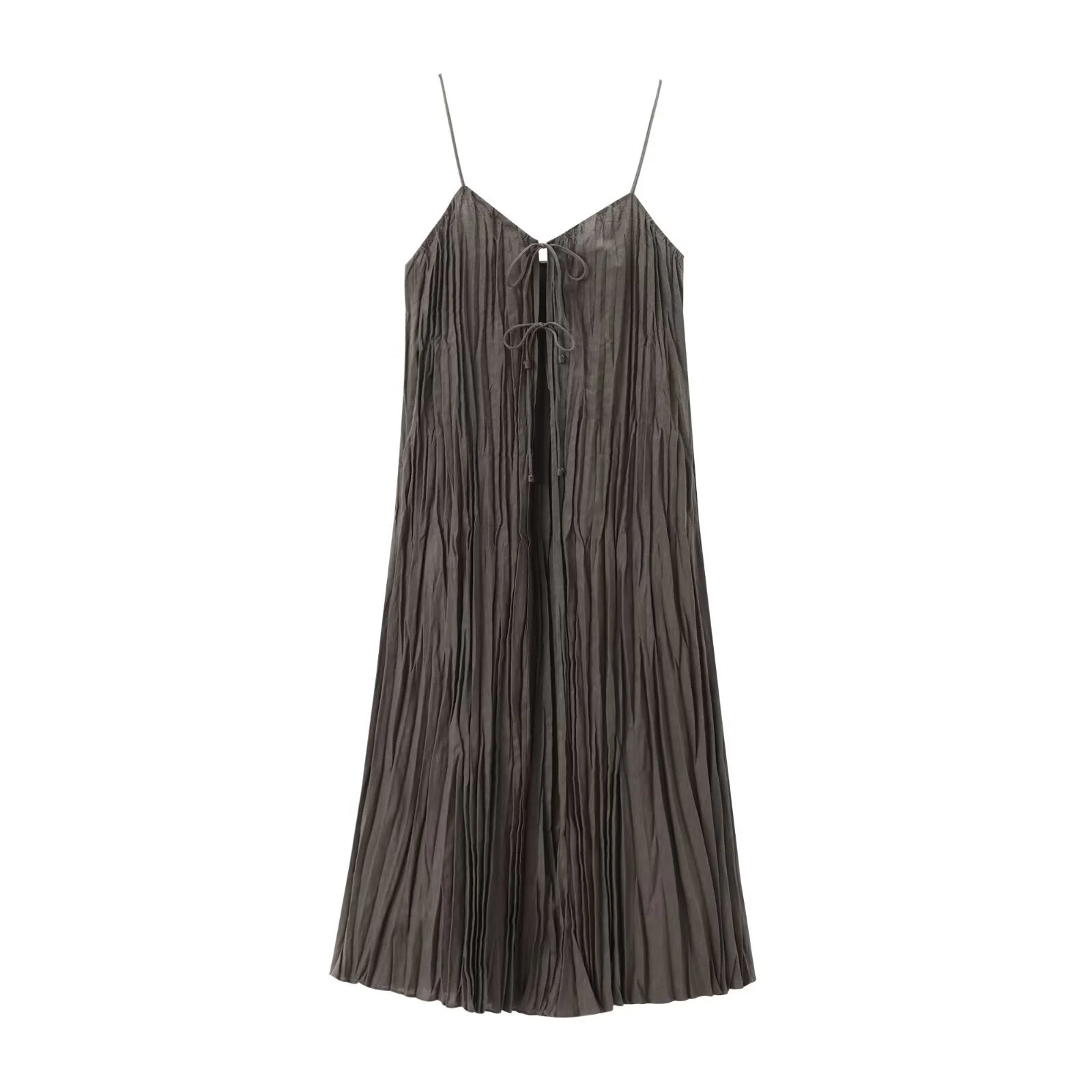 Summer New Women's Pleated Long Sling Dress, a lightweight and elegant dress perfect for warm weather and various occasi — photo 5