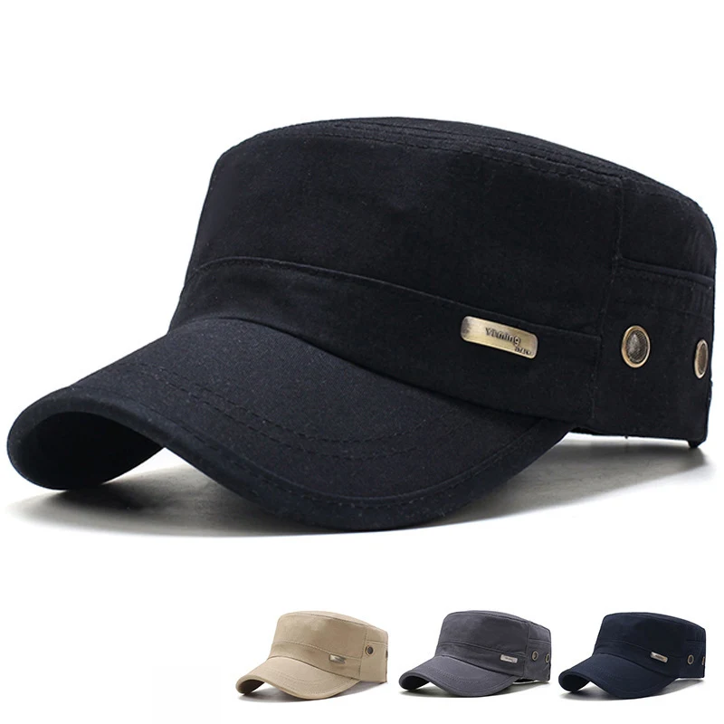 Heren Outdoor Casual Ademende Flat Top Hoed. Comfortabele, lichtgewicht hoed, perfect voor wandelingen en buitenactiviteiten in de zomer. — foto 1