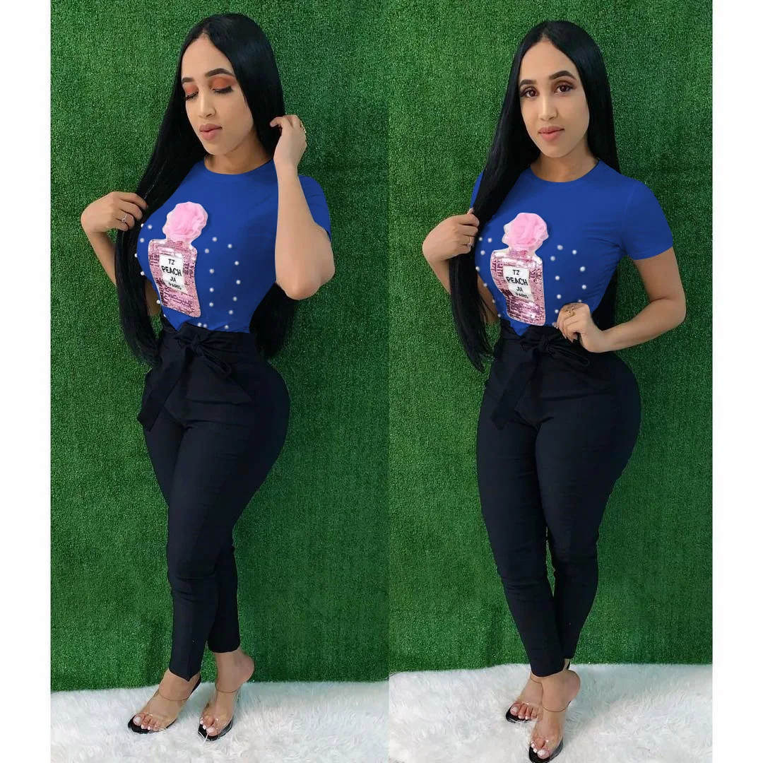 Title 5, Camiseta feminina de verão com apliques de lant...