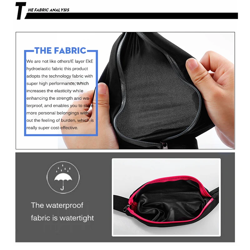 Title 4, Sports Waist Bag With Double Pocket Slim Zip Ru...