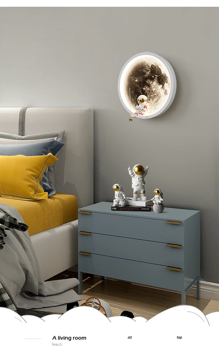 Internet Celebrity Moon Wall Lamp Modern Minimalist, creating a relaxing ambiance. Perfect for bedroom and living room, — photo 3