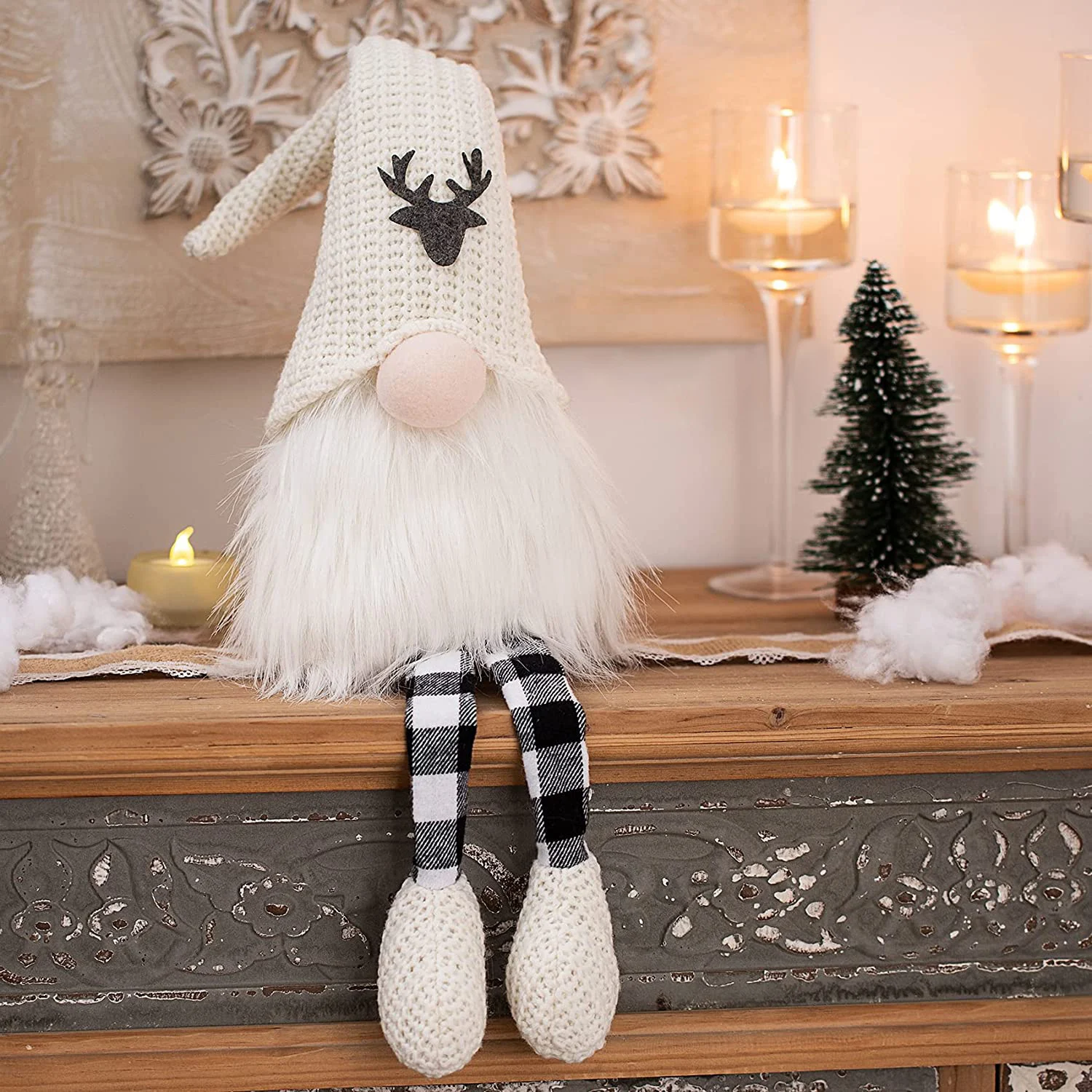 Christmas Decoration Elk Knitted Hat Plush Soft Festive Ornament Cozy Holiday Decor Great Christmas Gift Adds Warmth and — photo 13