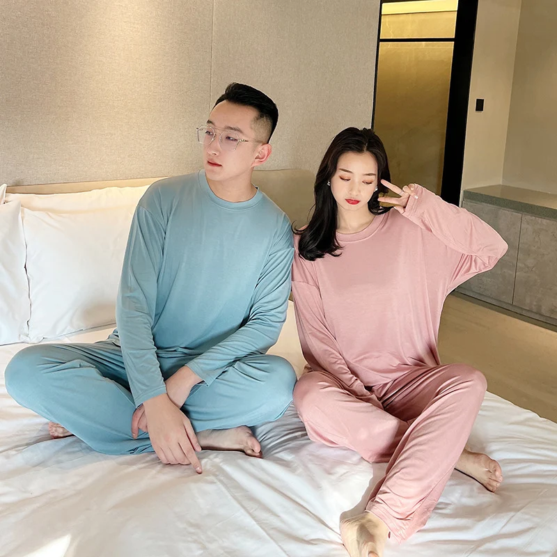 Pajamas Women's Round Neck Long Sleeve Thin Pullover Modal Home Wear Suit — photo 8