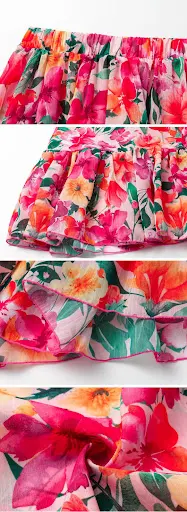 Title 8, Flounced Backless Floral Beach Vacation Swimsui...