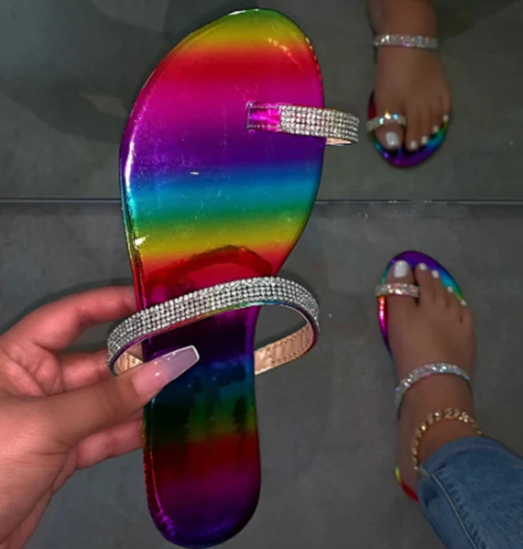 Diamond flat sandals and slippers for everyday sparkle. Comfortable and stylish footwear to add a touch of glamour to an — photo 7