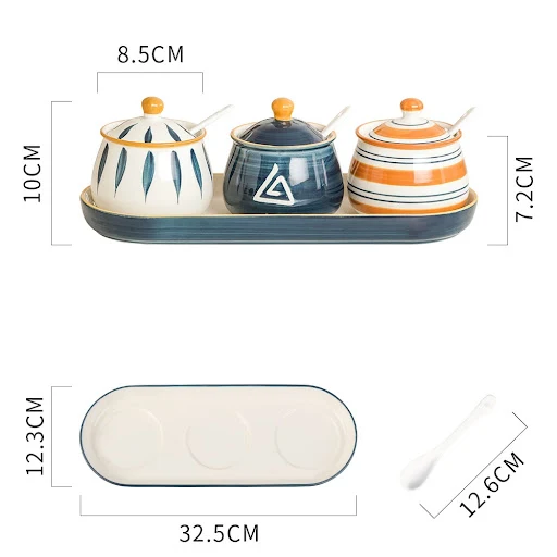 Title 12, Ceramic Household Kitchen Condiment Pot Set. Ke...