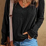 Women's Solid Color Pullover Sweatshirt Loose Long-sleeved Polyester Top Comfortable Everyday Wear Perfect for Casual Ou — photo 1