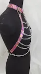 Women's Holographic Halter Body Harness Party Chain Belt Festival Rave Costume Clubwear Pastel Goth Top — photo 7