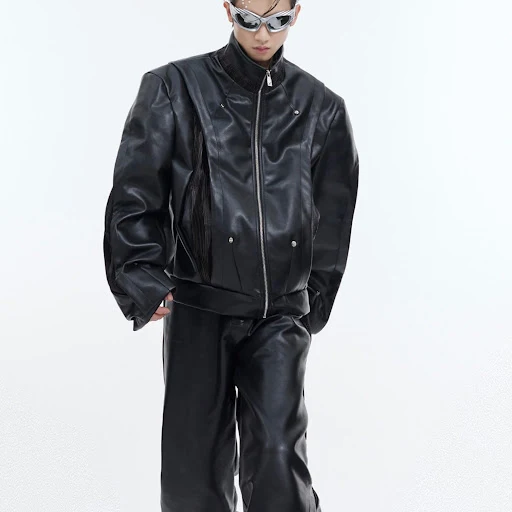 Title 4, Mens Design PU Leather Motorcycle Coat, heavy ...