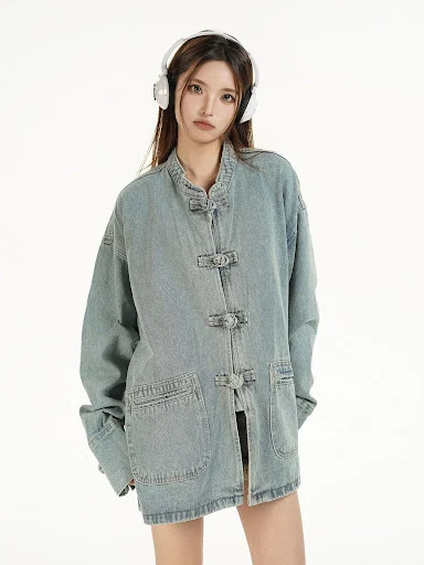 Title 8, Womens Denim Coat Jacket Small High-grade Shir...