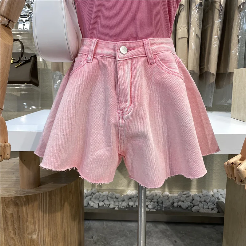 Title 2, High-waisted student denim shorts, casual all-m...