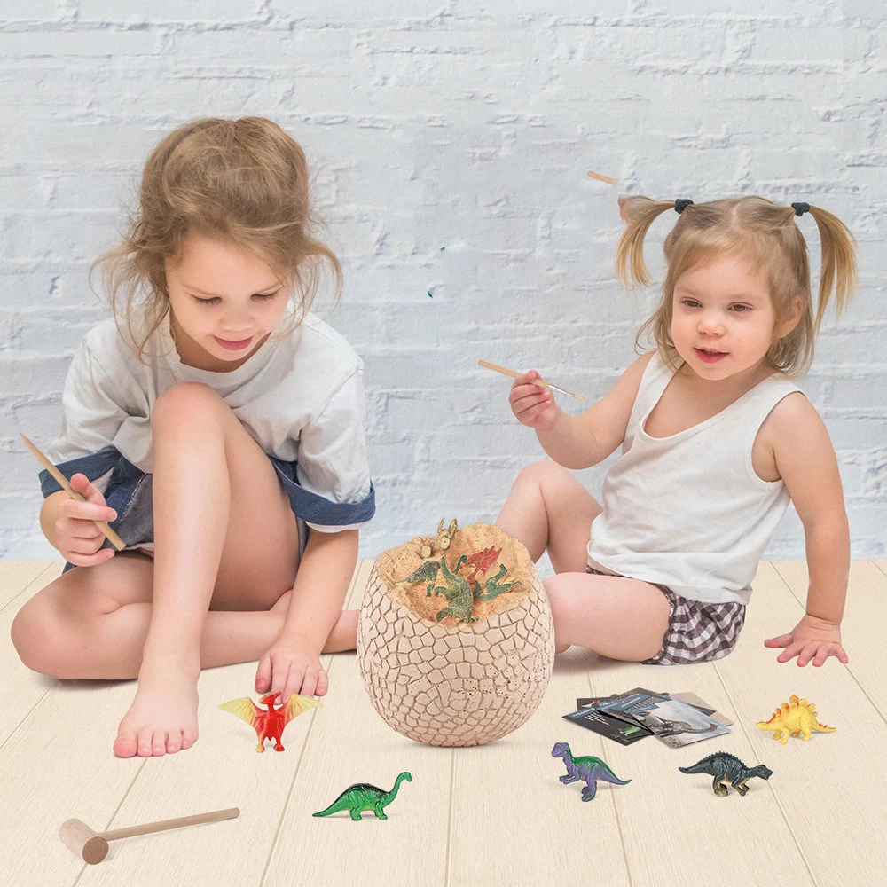 Kit Arqueológico de Escavação de Ovo de Dinossauro Gigante, Brinquedo Educativo para Desenterrar Fósseis e Aprender sobre Dinossauros Divertidamente. — foto 4