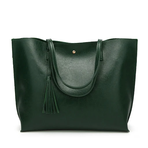 Title 10, Bolsa feminina de ombro com tassel, grande capa...