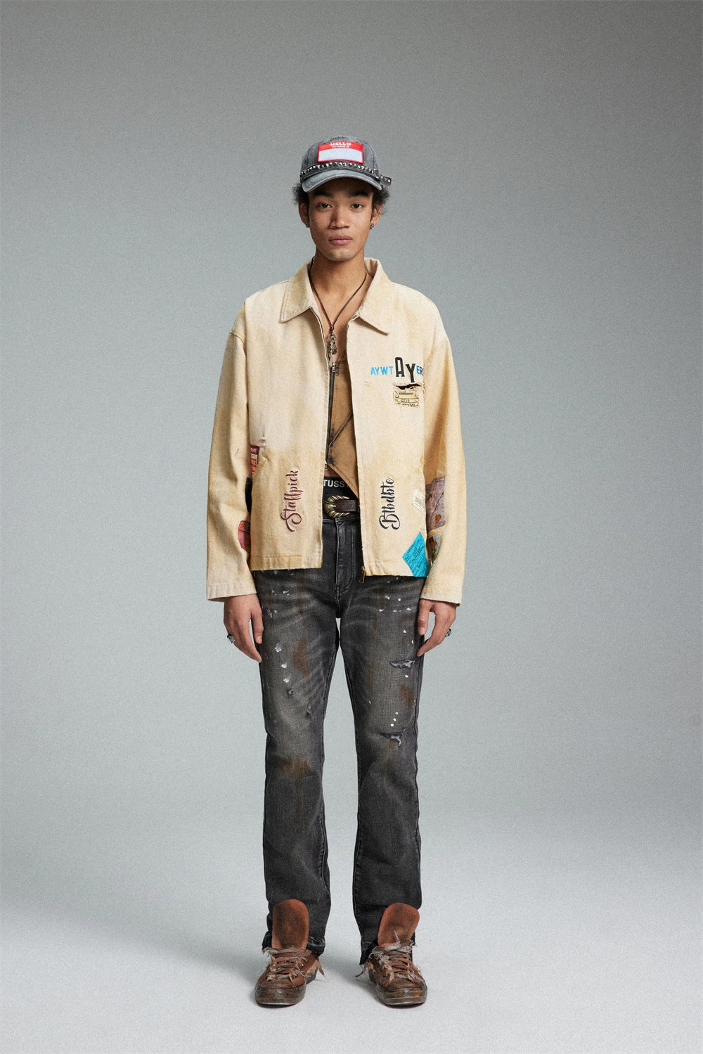 Embroidered Lapel Workwear Jacket for Men — photo 8