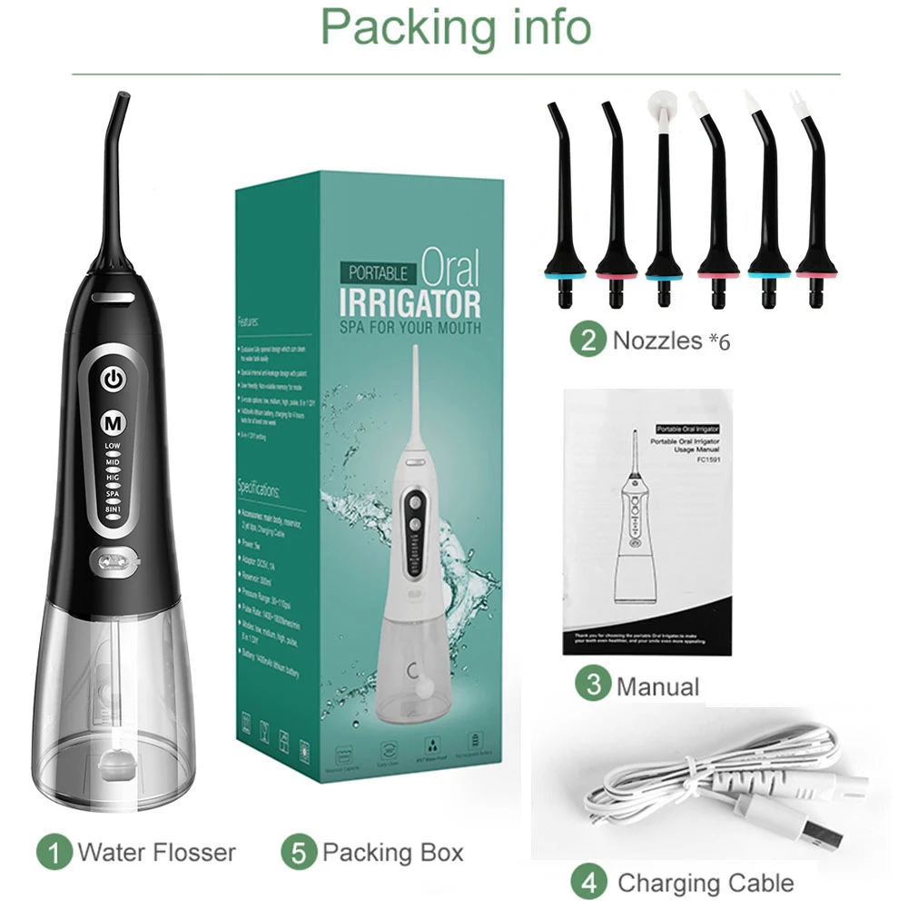 5 Modes Oral Irrigator, Portable Water Flosser, USB Rechargeable for Effective Plaque Removal and Gum Health. — photo 5