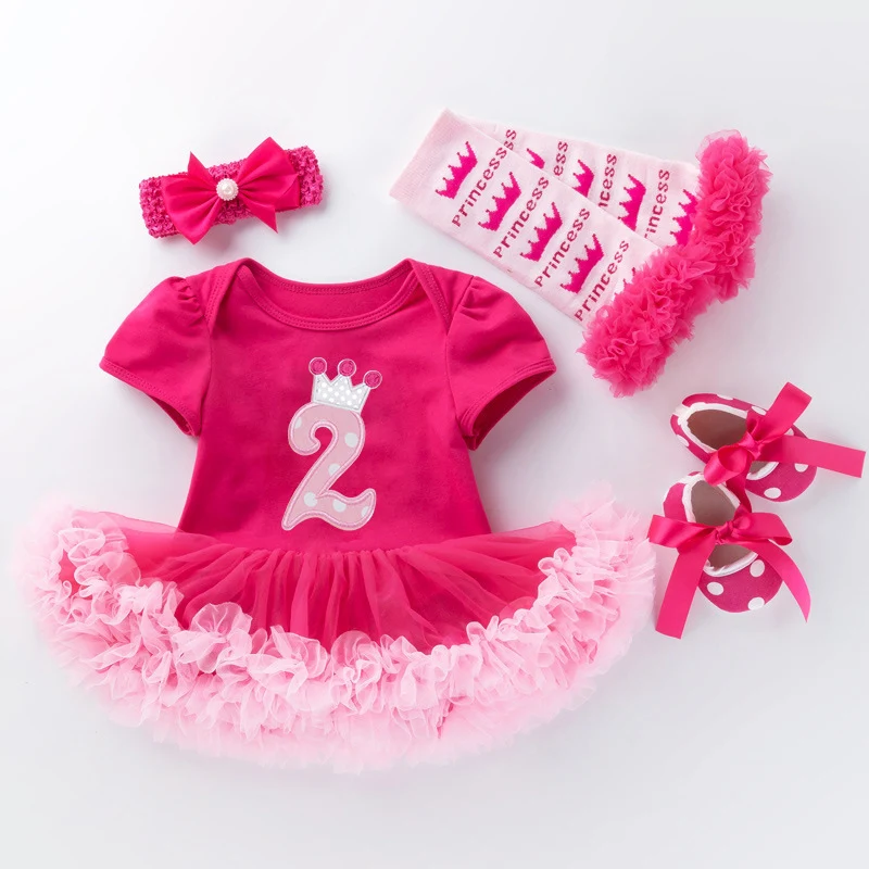 Title 8, Vestido romper de bebê rosa vermelho de algodão...