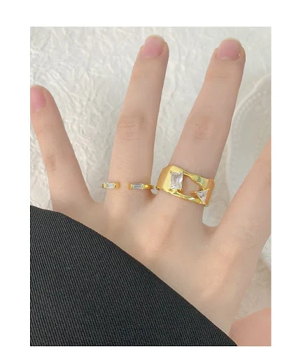 Title 6, Anel feminino de prata esterlina com zircônia t...