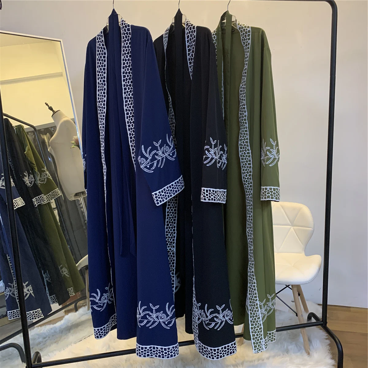 Stitching lace embroidered cardigan, a stylish blend of comfort and elegance. Perfect for layering, a versatile piece to — photo 2