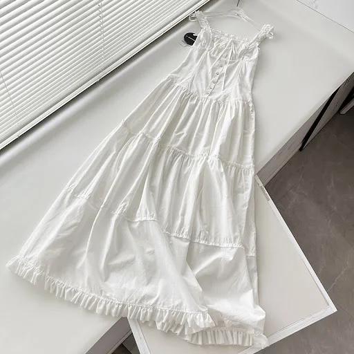 Title 6, Lazy Vacation Style Pleated Front Buckle Design...