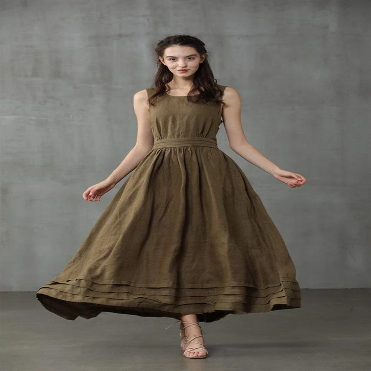 Title 4, Womens Casual Cross Back Linen Dress