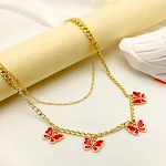 Colar feminino com pingente de borboleta de dupla camada com óleo, perfeito para meninas que amam um toque de delicadeza. — foto 5