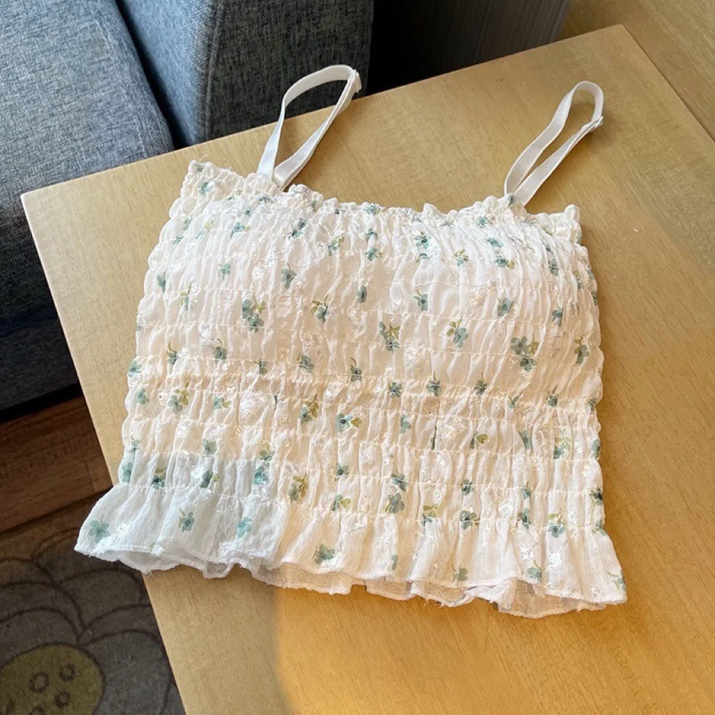 Pleated Floral Chic Small Sling Vest — photo 17