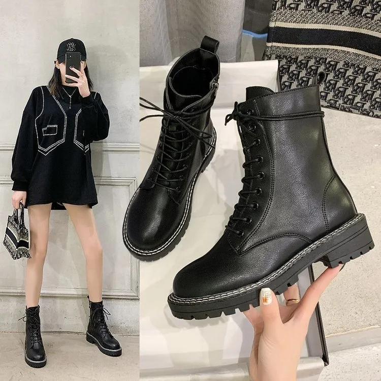 Title 4, Low-heeled thick heel fleece short boots, offer...