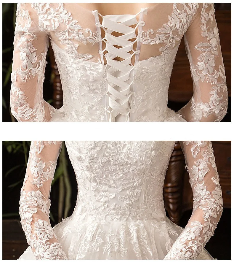 Vestido de noiva principal manga longa estilo francês Perfeito para um casamento dos sonhos Design clássico e elegante para noivas românticas. — foto 5