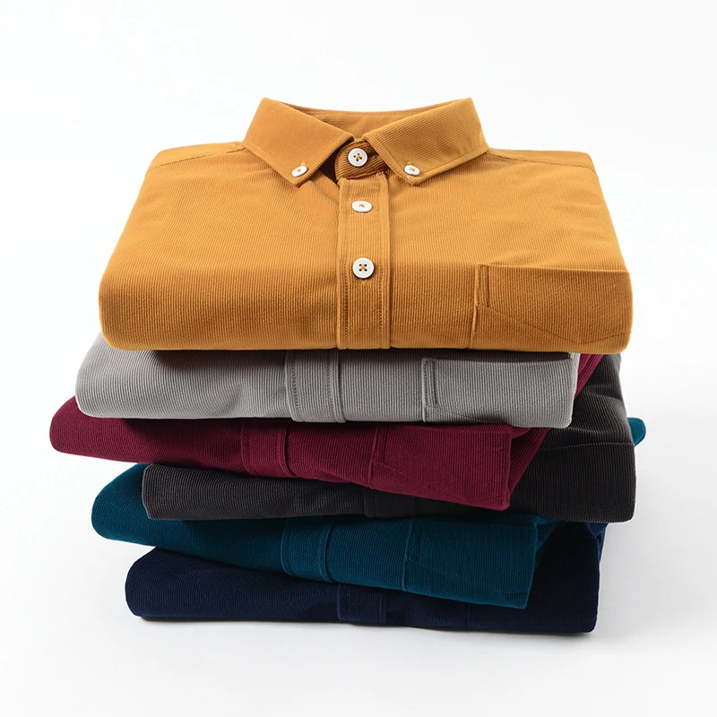 Title 13, Corduroy Shirt Mens Retro Hong Kong Style Casu...