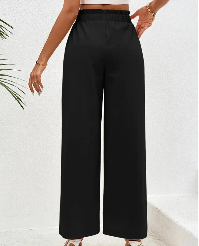 Title 7, Pantaloni larghi da donna in cotone e lino a vi...