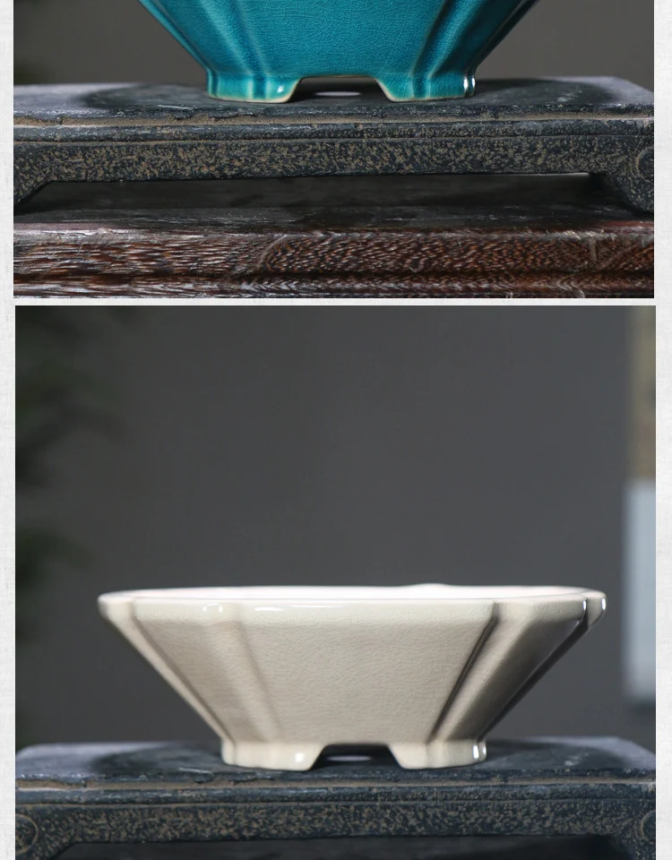 Ceramic Bonsai Basin Glazed Open Round Basin Cultivate healthy bonsai trees with this basin. Optimizes drainage and enha — photo 5