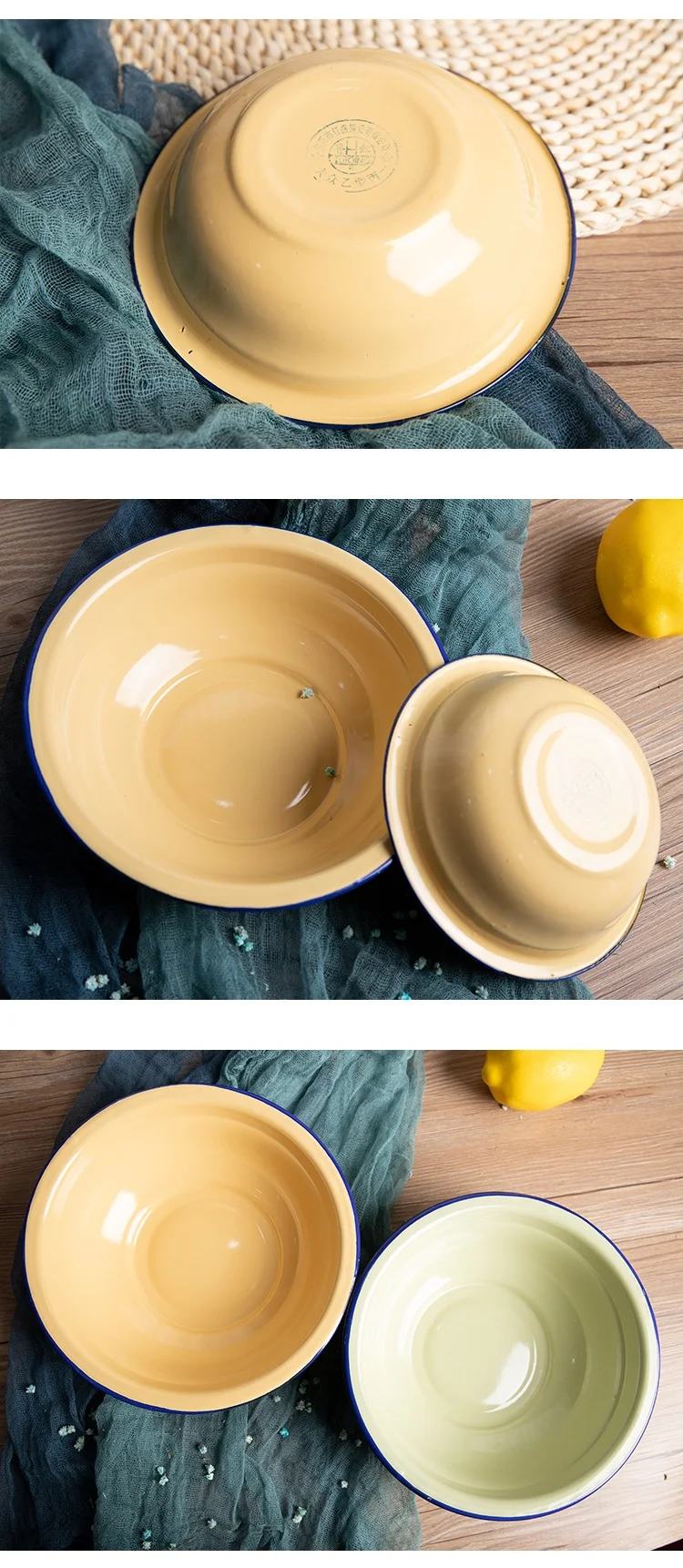 Title 3, Simple Household Vintage Thick Enamel Bowl. Dur...