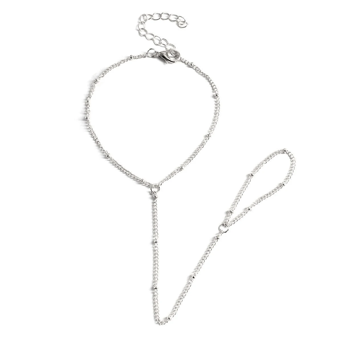 Anel com pérolas de zircônio e contas de arroz, corrente de dedo em forma de amor, enfeite charmoso e delicado para mulheres. — foto 15