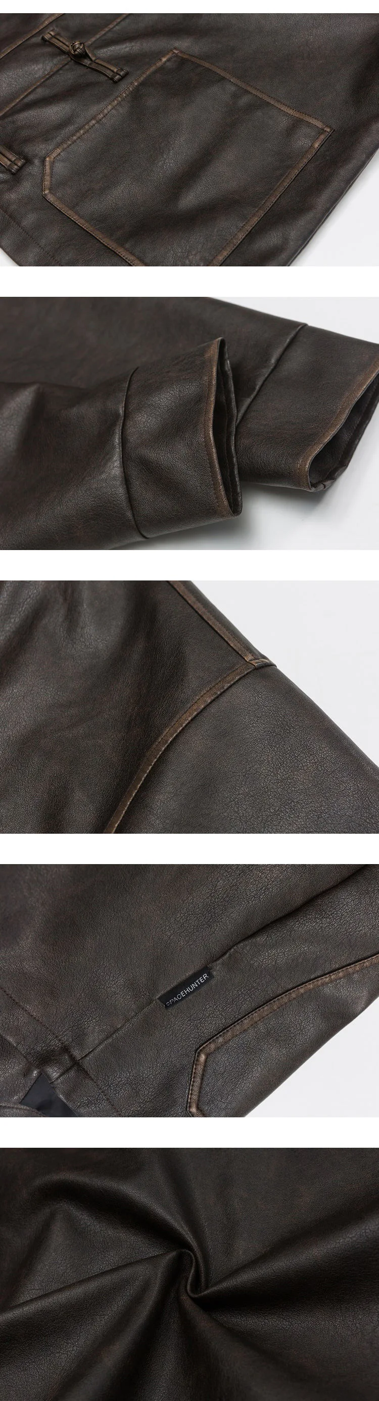 Title 8, Mens Chinese Leather Jacket Vintage Coat A sty...
