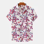 Camisa masculina floral de manga curta estampada, ideal para o verão, confortável e com um design moderno. — foto 17