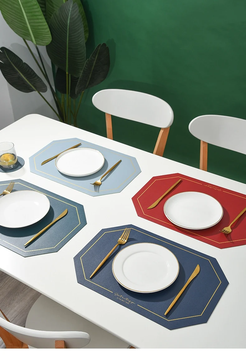 Octagonal Leather Placemat Waterproof Household Table Mat Heat Proof Mat. Protect your table with this stylish and easy — photo 16
