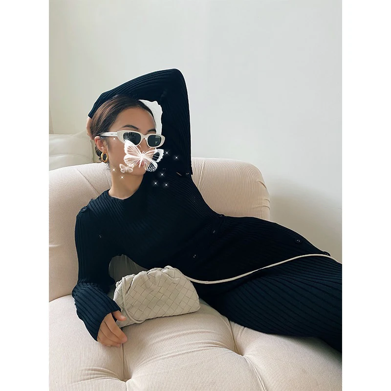 Title 8, Womens Solid Color Knitted Suits With A Variet...