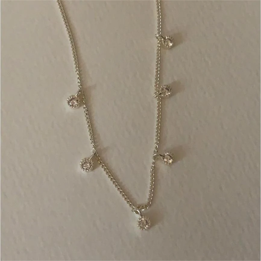 Colar de prata esterlina 925 estilo coreano com zircônia e diamantes completos, um toque de brilho e sofisticação para você — foto 8