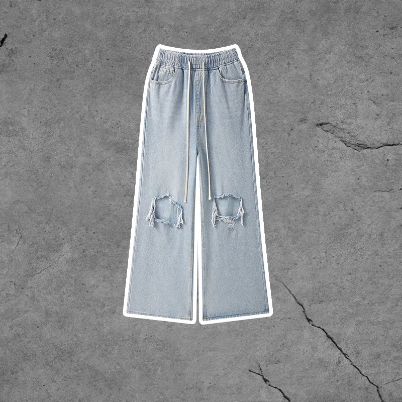 Calças jeans masculinas rasgadas e desgastadas lavadas. Jeans estilosas e confortáveis, perfeitas para um visual moderno e despojado. — foto 4
