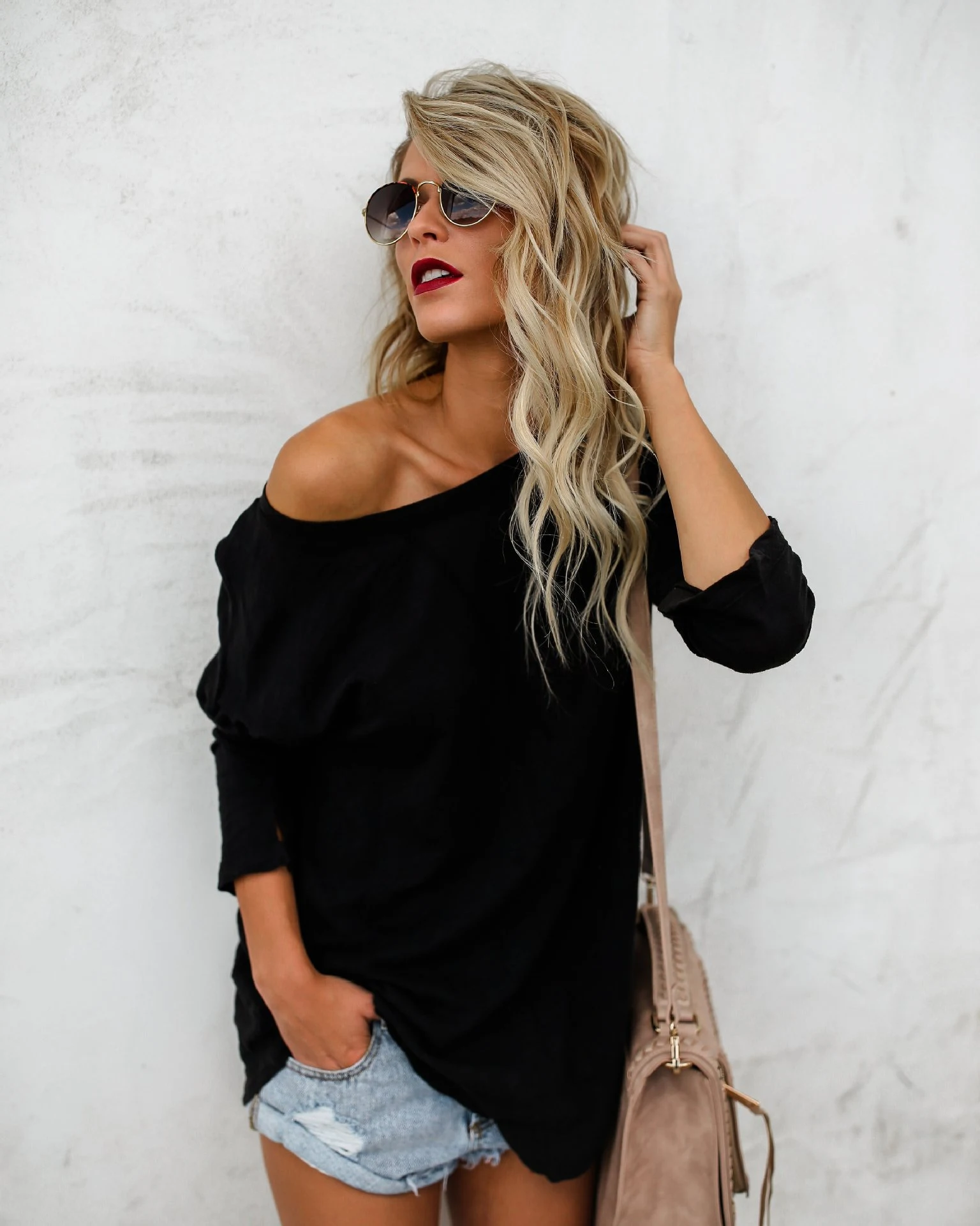 Title 6, Womens solid color irregular long sleeve t-shi...