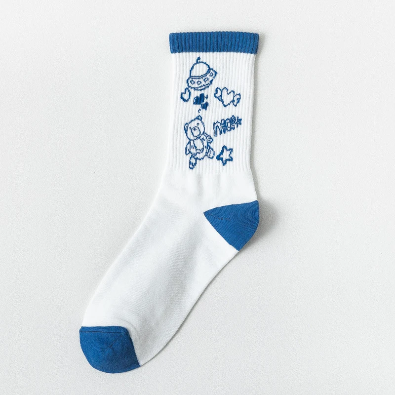 Title 5, Cute Japanese Cartoon Student Blue Series Socks