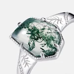 Anel de Prata 925 com Ágata Musgo Verde Irregular. Uma joia elegante e charmosa, perfeita para uso diário ou ocasiões especiais. — foto 4