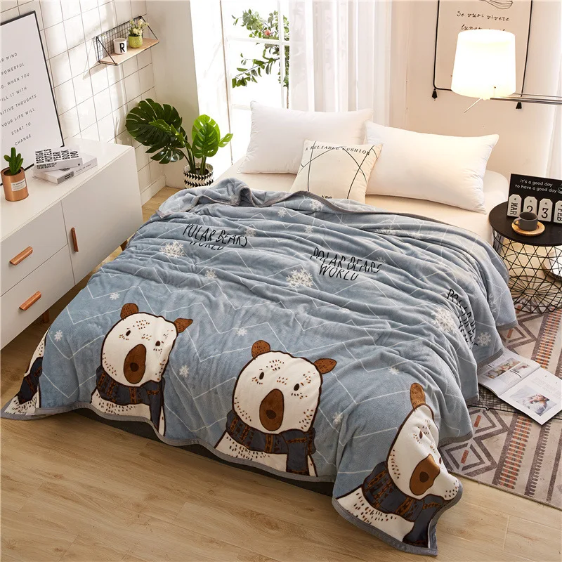 Cobertor de cama espesso em veludo Cloud Mink com dupla impressão, proporcionando calor e conforto superiores para noites aconchegantes. — foto 2