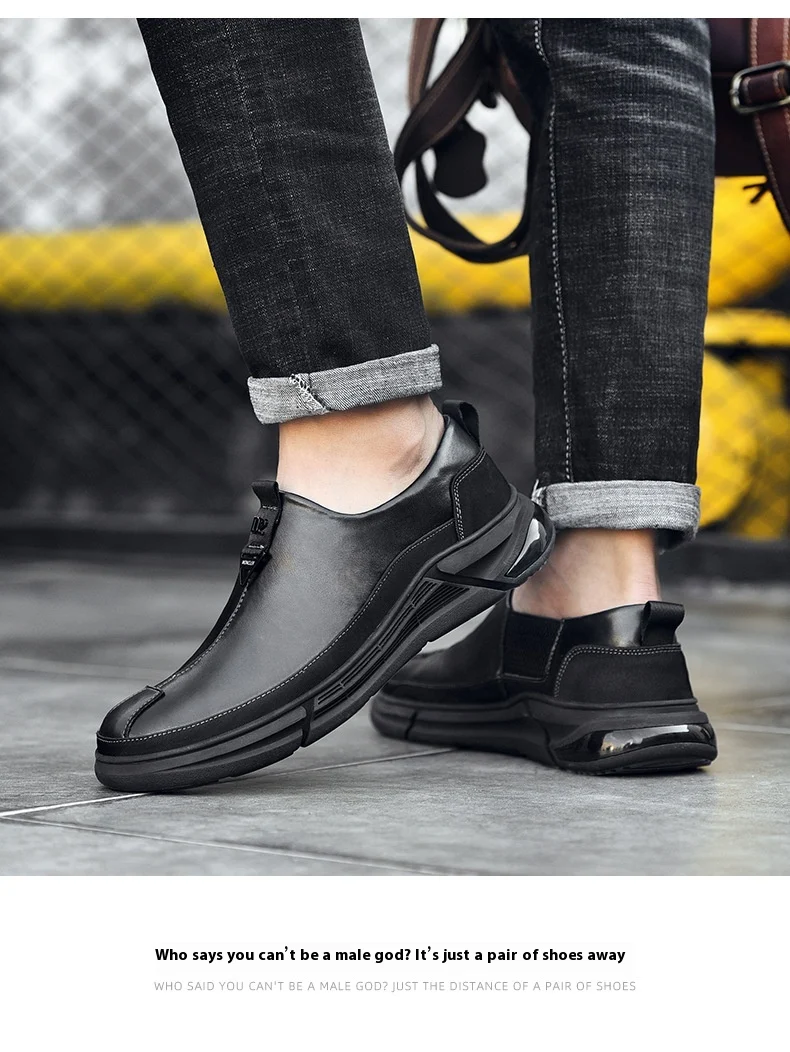 Dicksohlige Business-Lederschuhe für Herren in Übergröße, Schlupfschuhe, Low-Cut-Design aus Rindsleder. Stilvoller Komfort für den Alltag. — foto 3