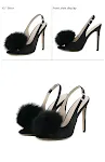 Gentle Hairy Ball Satin Fish Mouth Women's High-Heeled Sandal. Comfortable, stylish footwear for a touch of elegance. Pe — photo 2