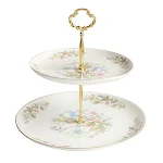 Hoogwaardige Britse Afternoon Tea Set met Europees Dessert Dubbele Fruitschaal, Koffiekop en Schotel, Zwarte Thee. — foto 5