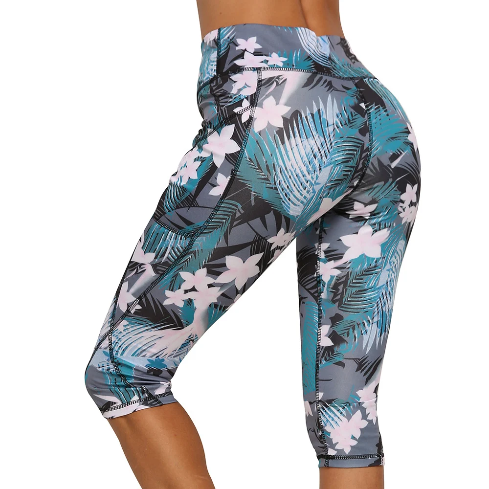 European and American floral print pocket yoga leggings for women. Comfortable and stylish camouflage design, perfect fo — photo 9