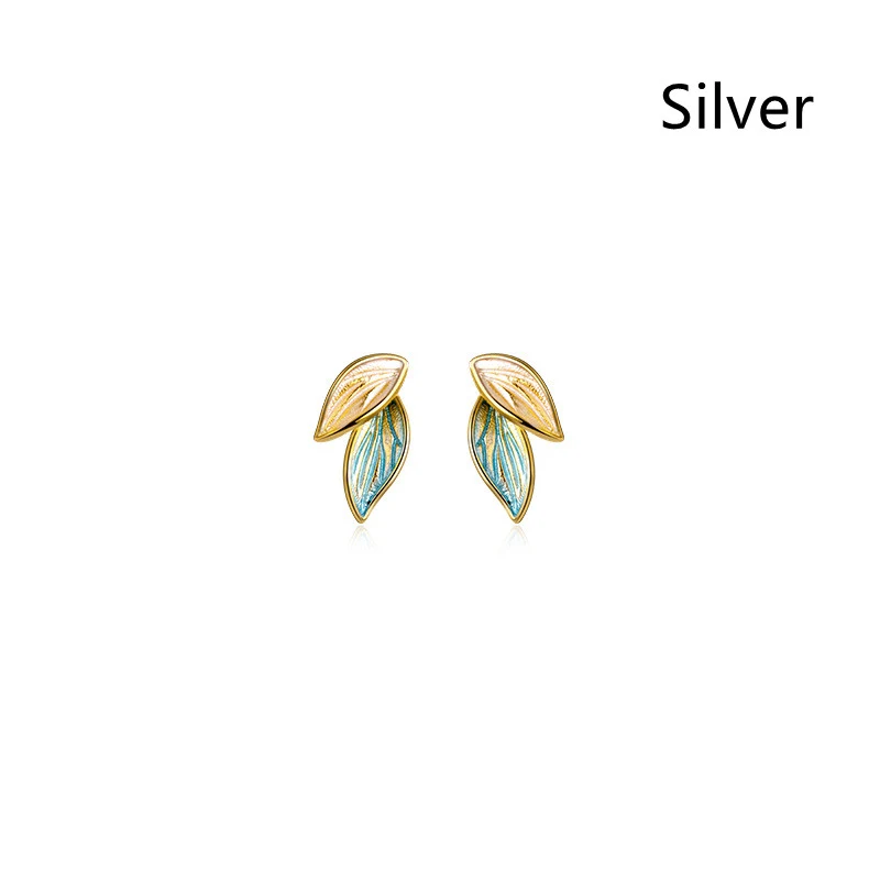 Brincos femininos com folhas azuis de plantas, moda e elegância floral. Acessório ideal para um visual natural e sofisticado. — foto 3