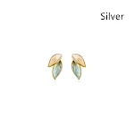 Brincos femininos com folhas azuis de plantas, moda e elegância floral. Acessório ideal para um visual natural e sofisticado. — foto 3
