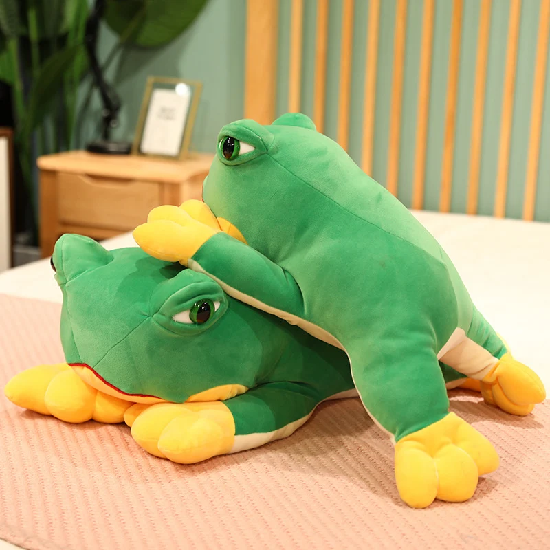 Pelúcia de sapo de simulação, boneca de pano para dormir. Macia e fofinha, perfeita para crianças. Um amigo calmante e adorável para abraçar. — foto 1